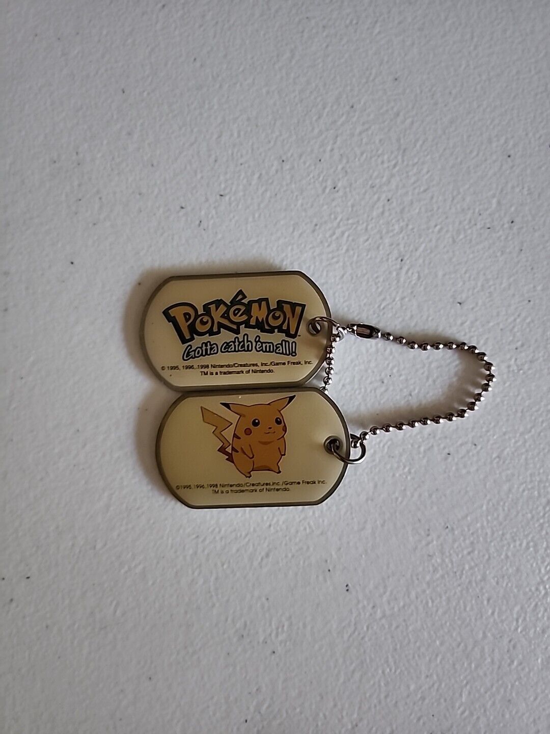Vintage 1998 Pokemon Dog Tag Pikachu 