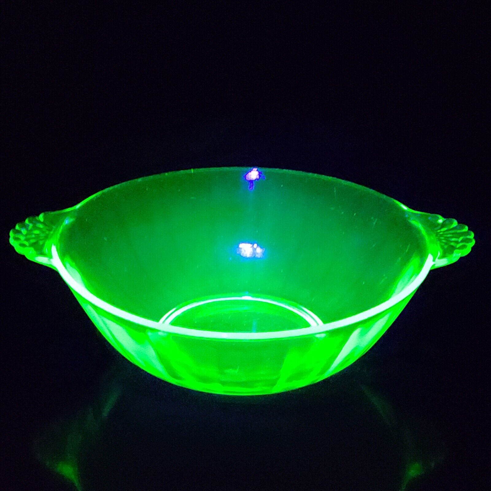 Vtg Hocking Pillar Optic Green Depression Uranium Glass 8\