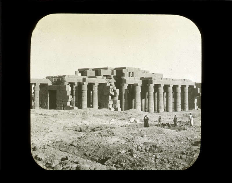 Lantern Slide Ensemble de Ramesseum a Theben c1880 Egypt Temple Photograph