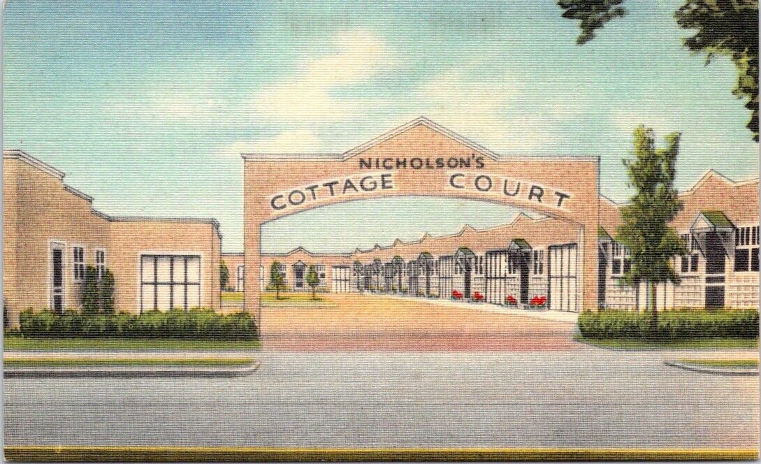 Nicholson\'s Cottage Court Motel, BOZEMAN, Montana Advertising Linen Postcard