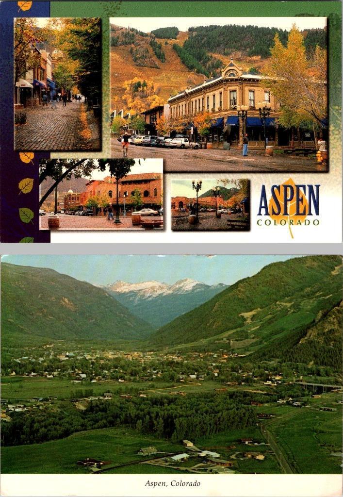 2~4X6 Postcards  ASPEN, CO Colorado  STREET SCENES~Downtown & PANORAMIC VIEW