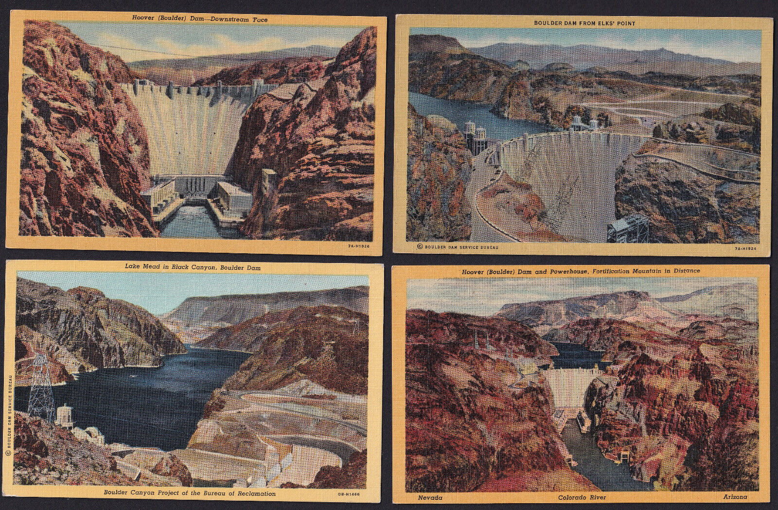 4-Boulder Dam-Nevada Arizona-Vintage Linen Postcards Lot