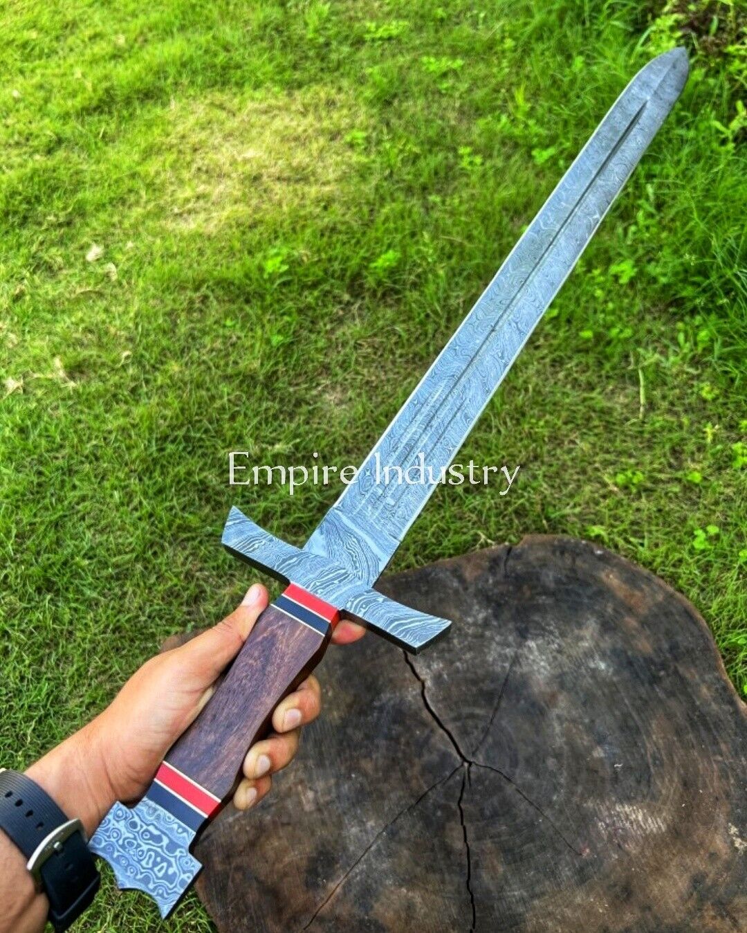 32 Inch Handmade Damascus Steel Sword Battle Ready With Sheath Viking Sword