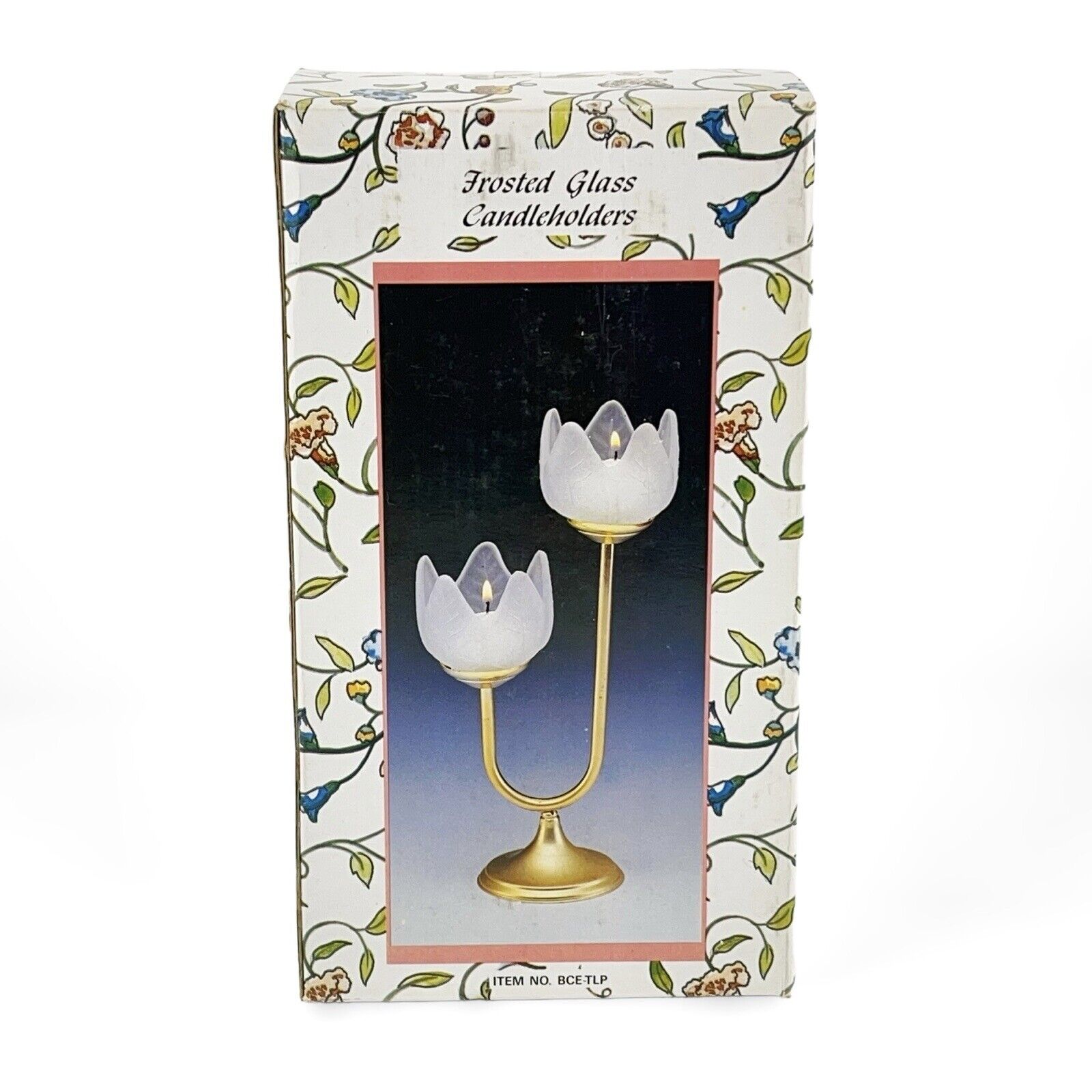 Vintage Brass Frosted Glass Tulip 2 Tier Candleholder Tea Light New 1990