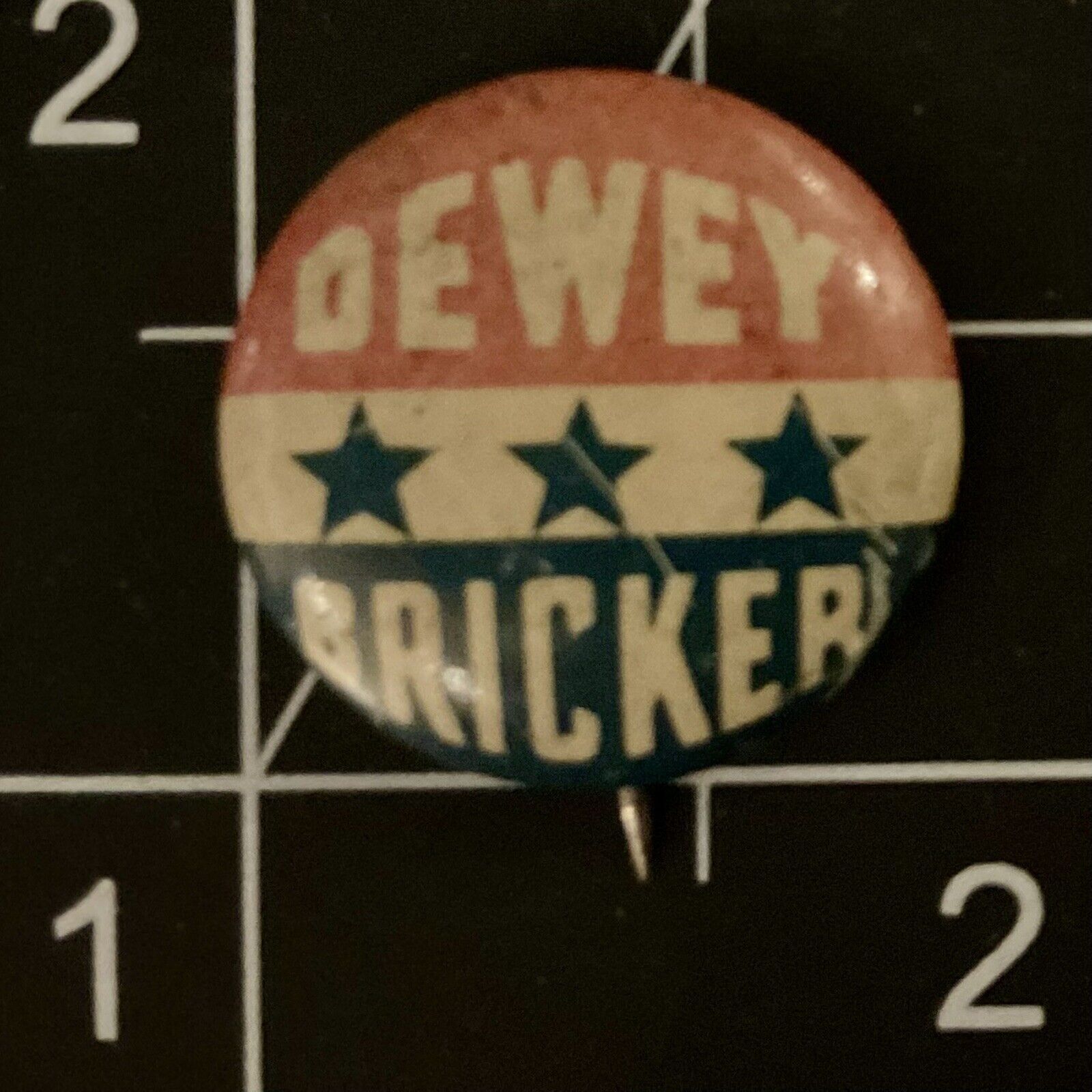Thomas Dewey & Bricker  * 1944 Presidential Campaign  Button Pin *  Republican
