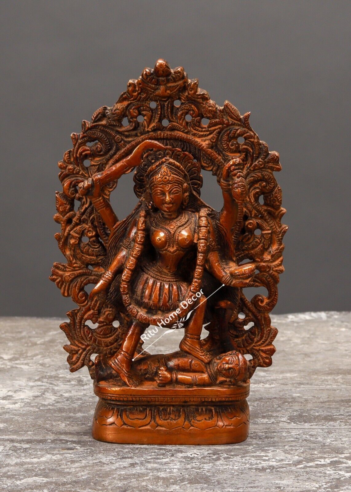 Brass Kali Statue Antique Finish - Kalika Shiva Sculpture - 8.3\
