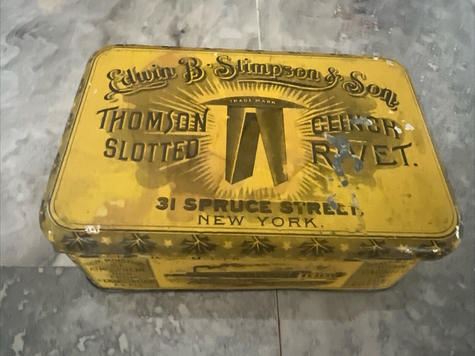 1890s THOMSON SLOTTED CLINCH RIVETS WALTHAM,MASS TIN