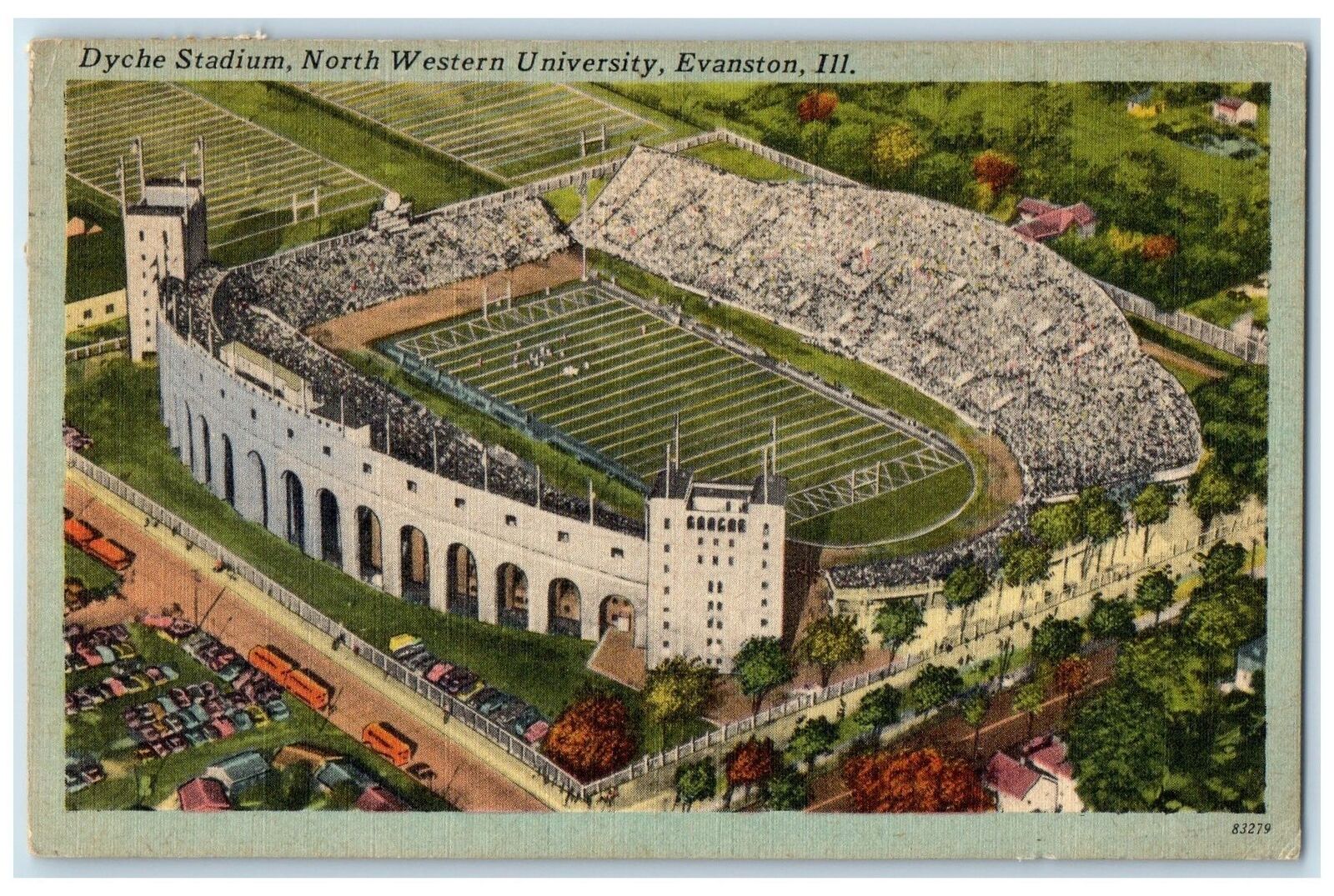 1964 Dyche Stadium Scene Northwestern University Evanston Illinois IL Postcard