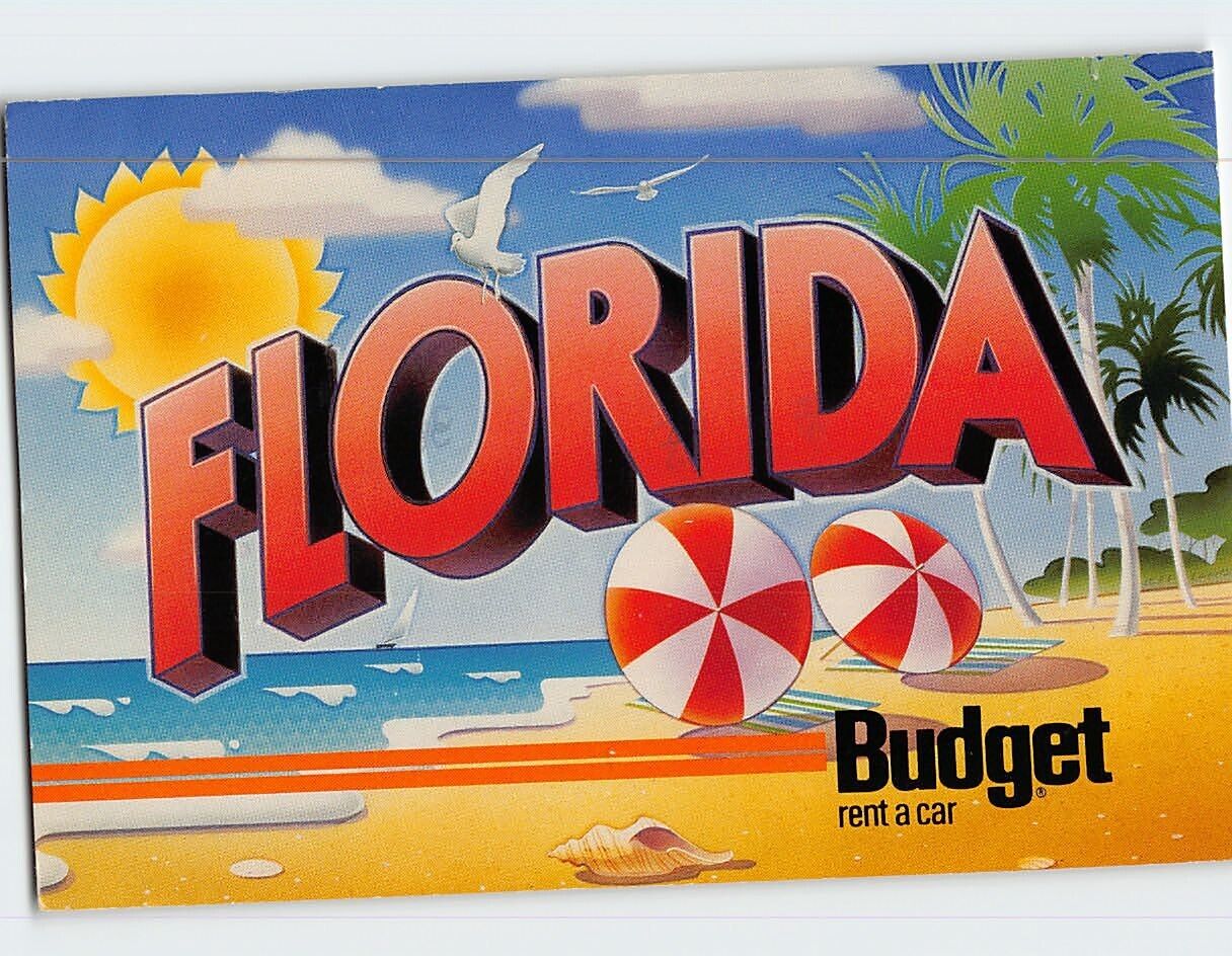 Postcard Budget rent a car Florida USA