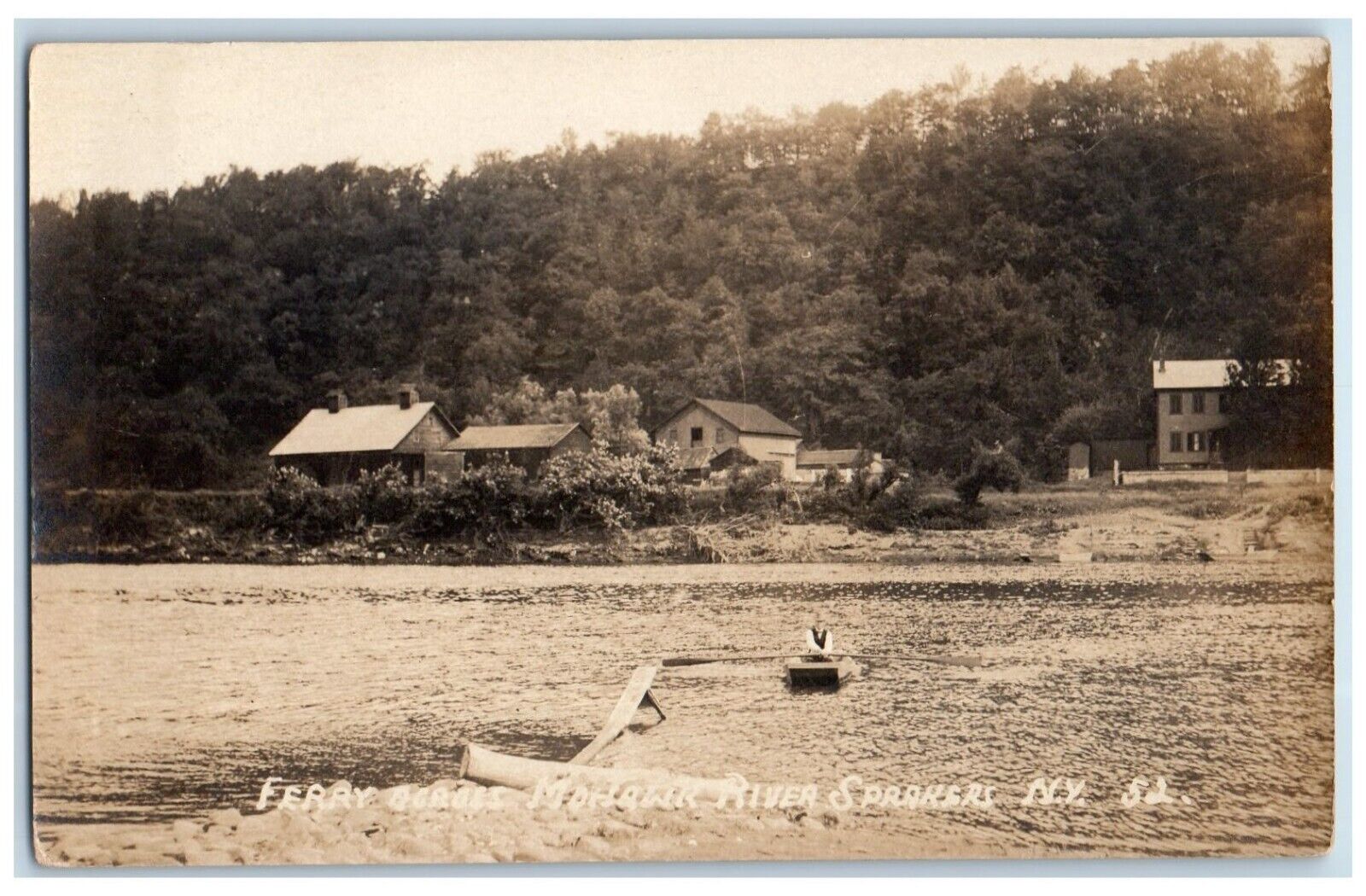 c1910\'s Ferry Across Mohawk River Sprakers New York NY RPPC Photo Postcard