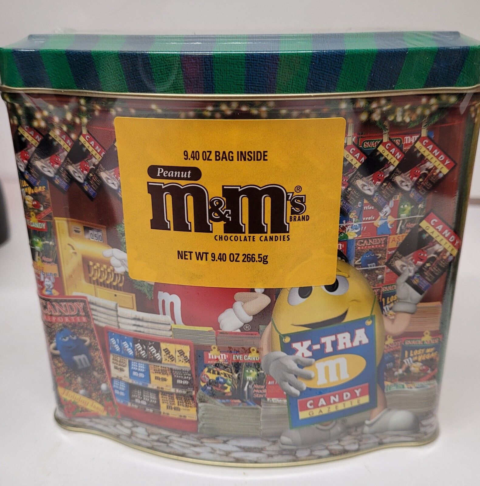 Vintage Unopened M&M Chocolate Candies Peanut  Tin 9.40 Oz. Bag MFG Wrapping