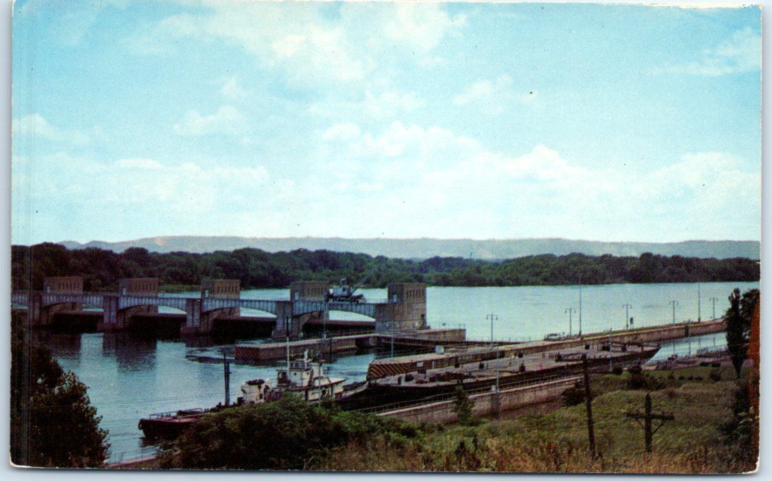 Postcard - The navigation locks on the Mississippi River