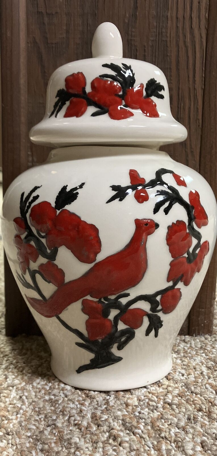 Vintage Ceramic Cardinal Decorative Vase 1981
