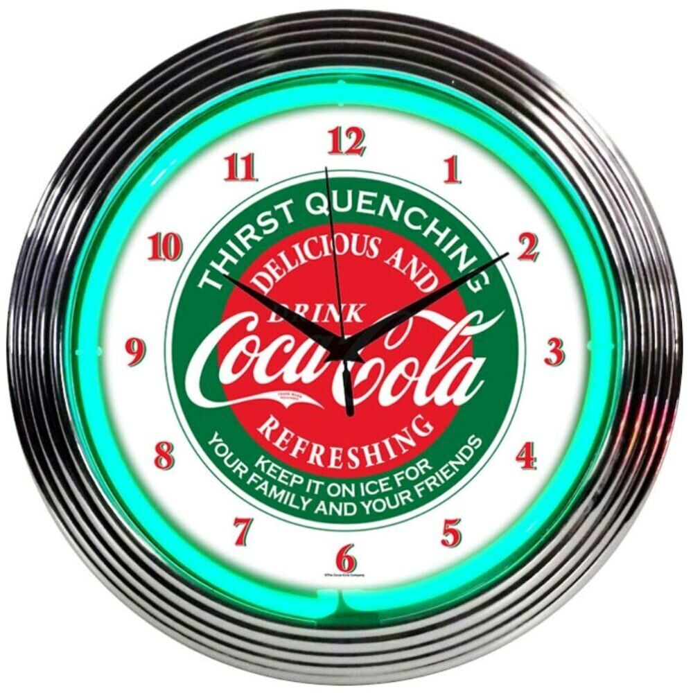 New Coca Cola neon sign clock wall lamp light Coke Evergreen Soda Machine Vendo