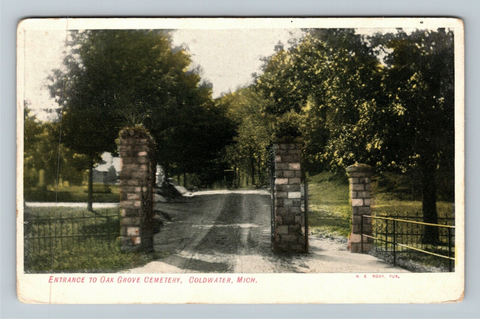 Coldwater MI-Michigan, Entrance To Oak Grove Cemetery, Vintage Postcard