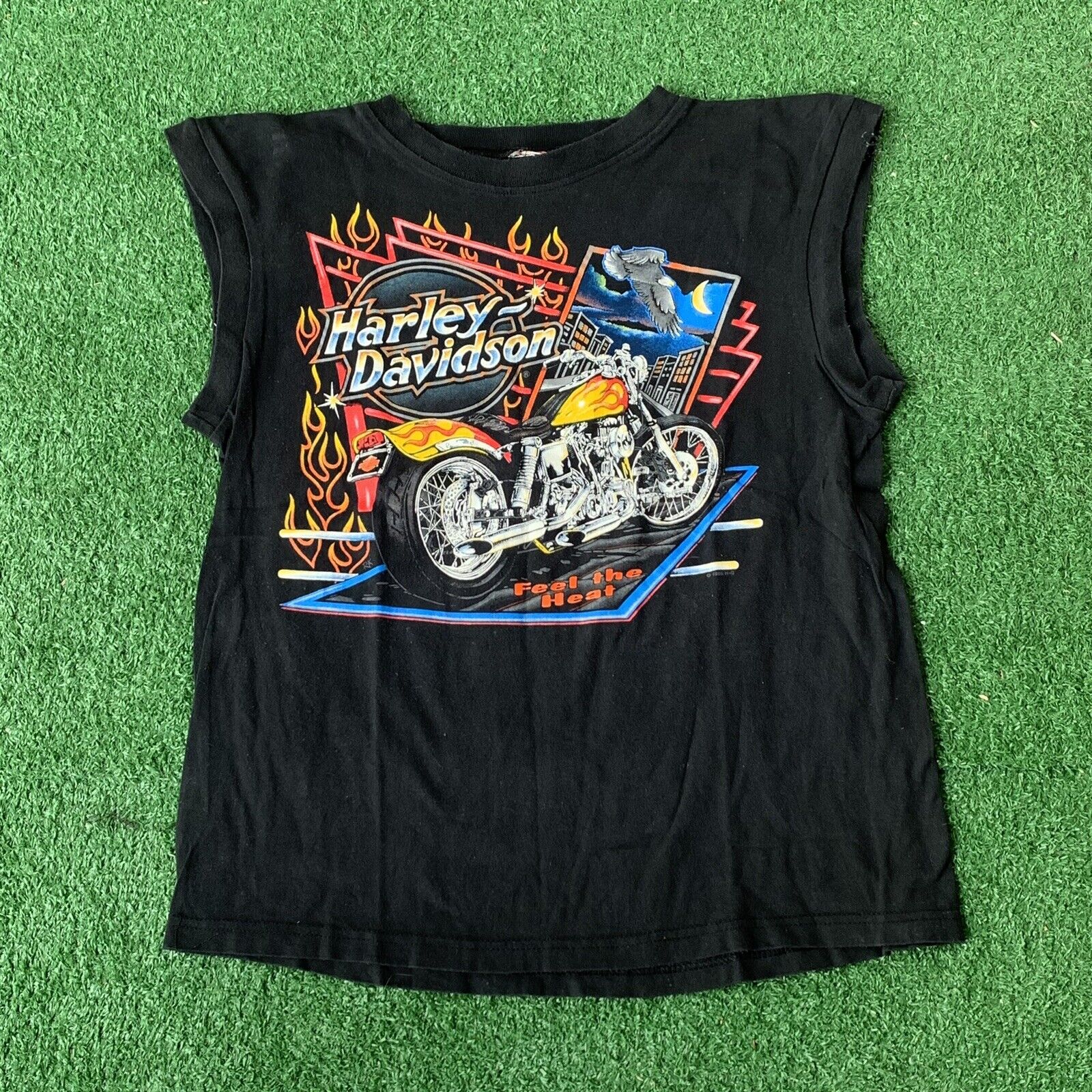 Sz L- Vintage 1995 Harley Davidson Central Texas sleeveless shirt men’s black