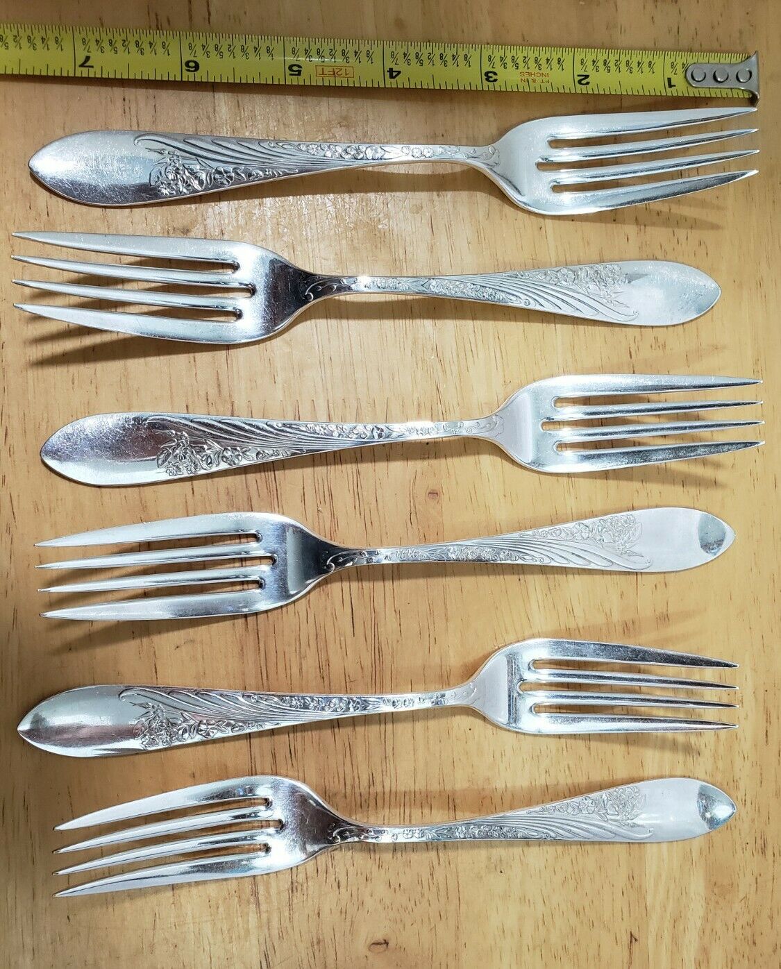 LOT OF 6 ANTIQUE c1889 CASHMERE PATTERN SILVERPLATED \