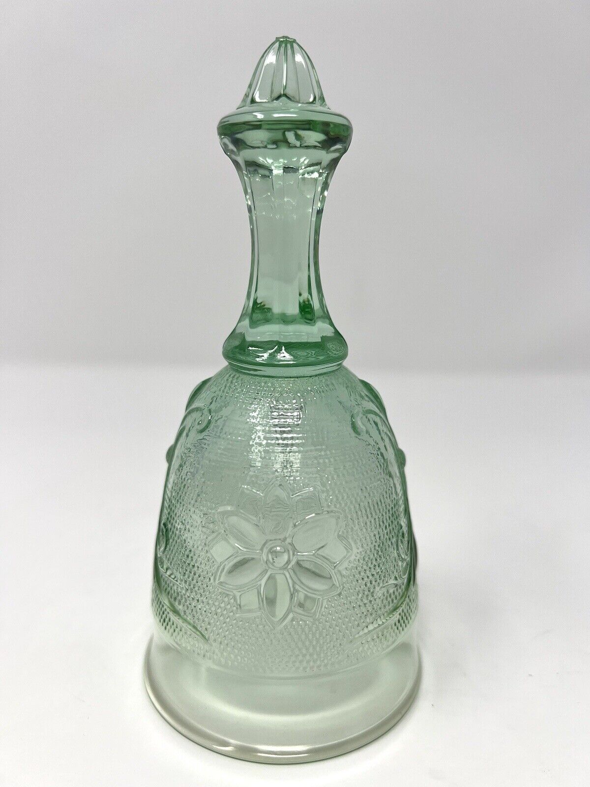 Vintage Indiana Glass Company Chantilly Green Tiara Bell, 5.75”