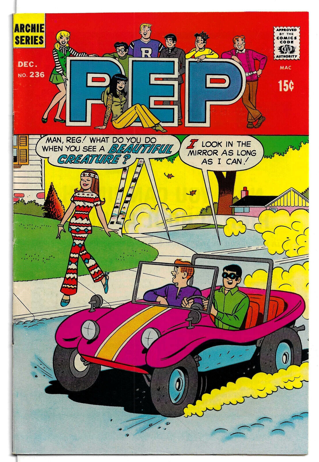 Pep #236 (Archie Series) Dec 1969, Betty, Veronica, Jughead, Reggie (FN-)