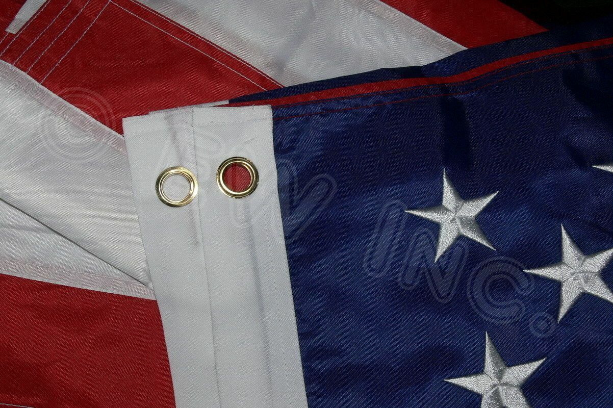 2x3 Ft American Flag Embroidered Stars Vivid Color Sewn Stripes Brass Grommet US