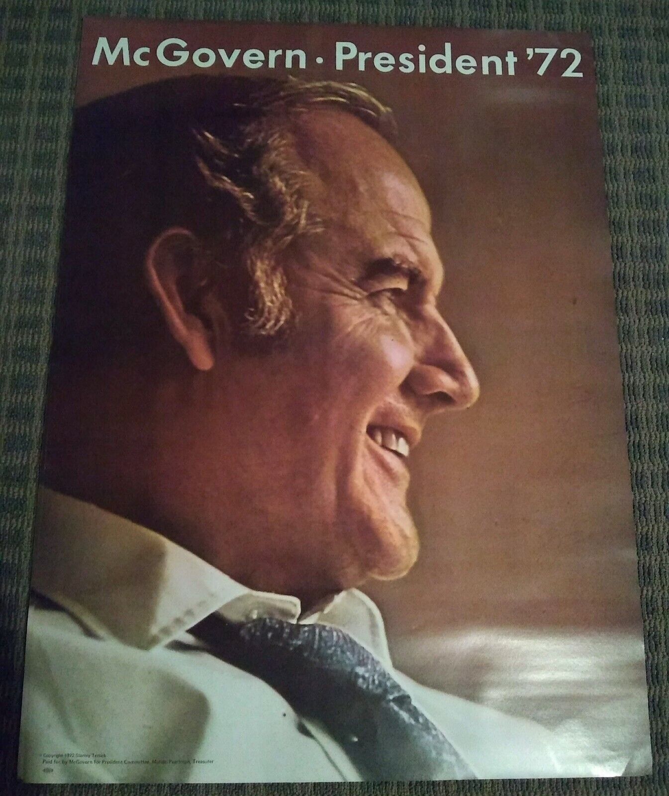 Original 28” x 21” George McGovern Presidential Campaign Poster 1972