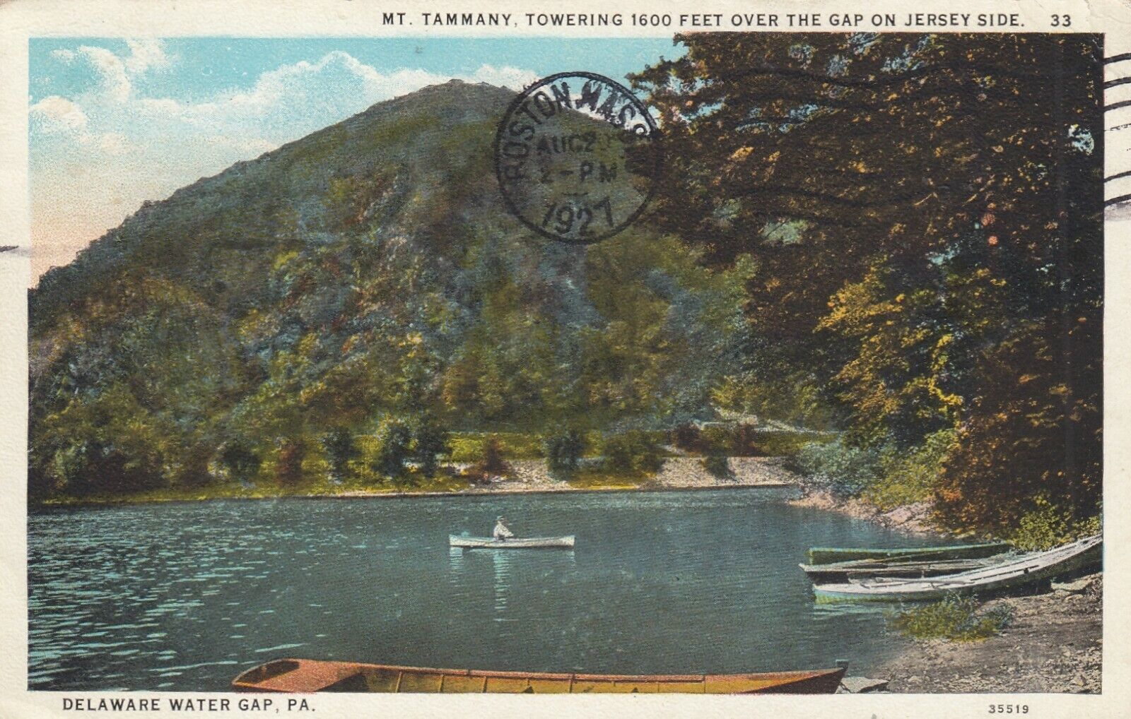 Vintage Postcard PENNSYLVANIA  MT. TAMMANY, OVER GAP ON JERSEY SIDE  POSTED