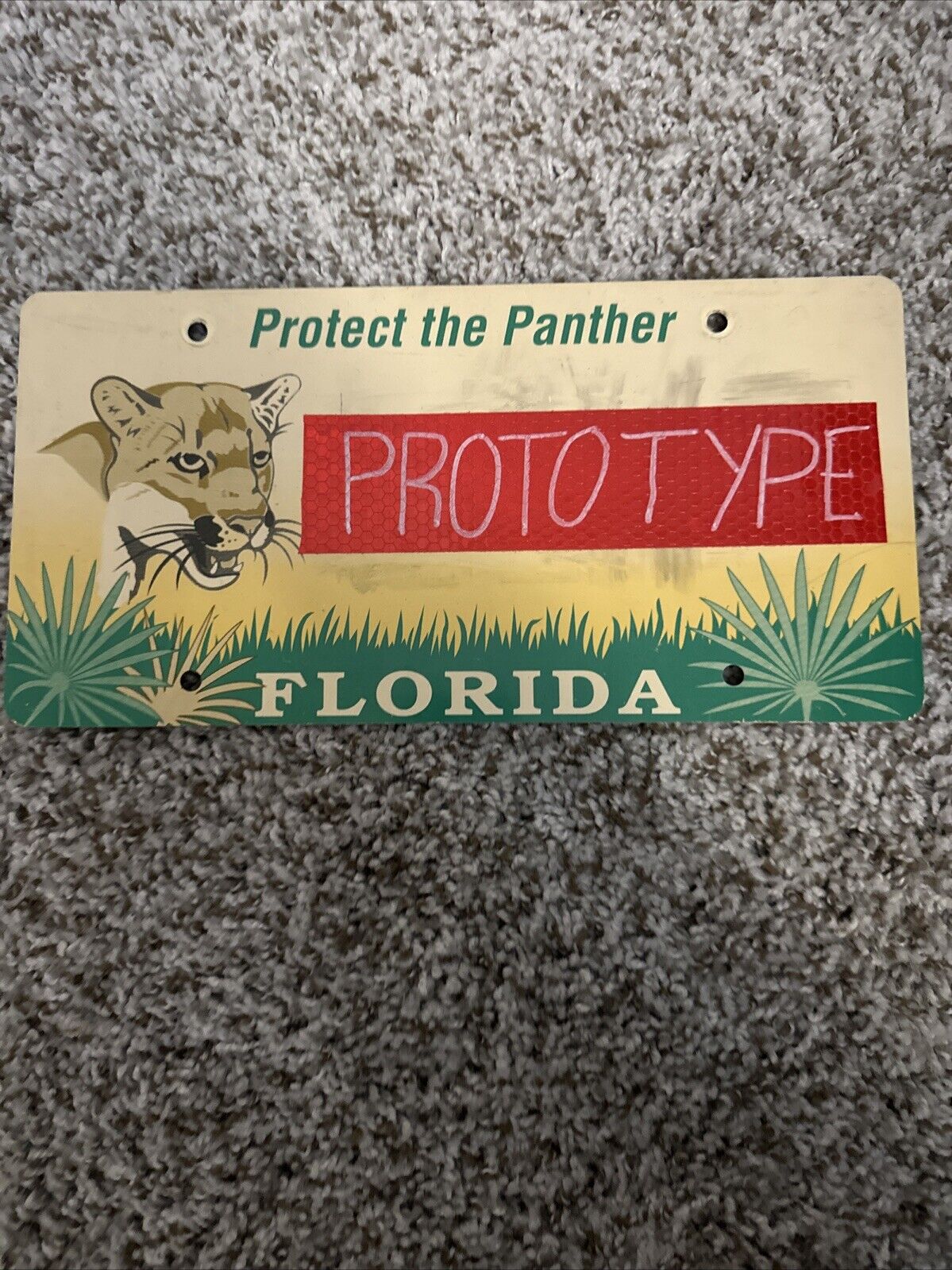 Florida Panther Vintage Prototype License Plate Very Rare And Nice Example