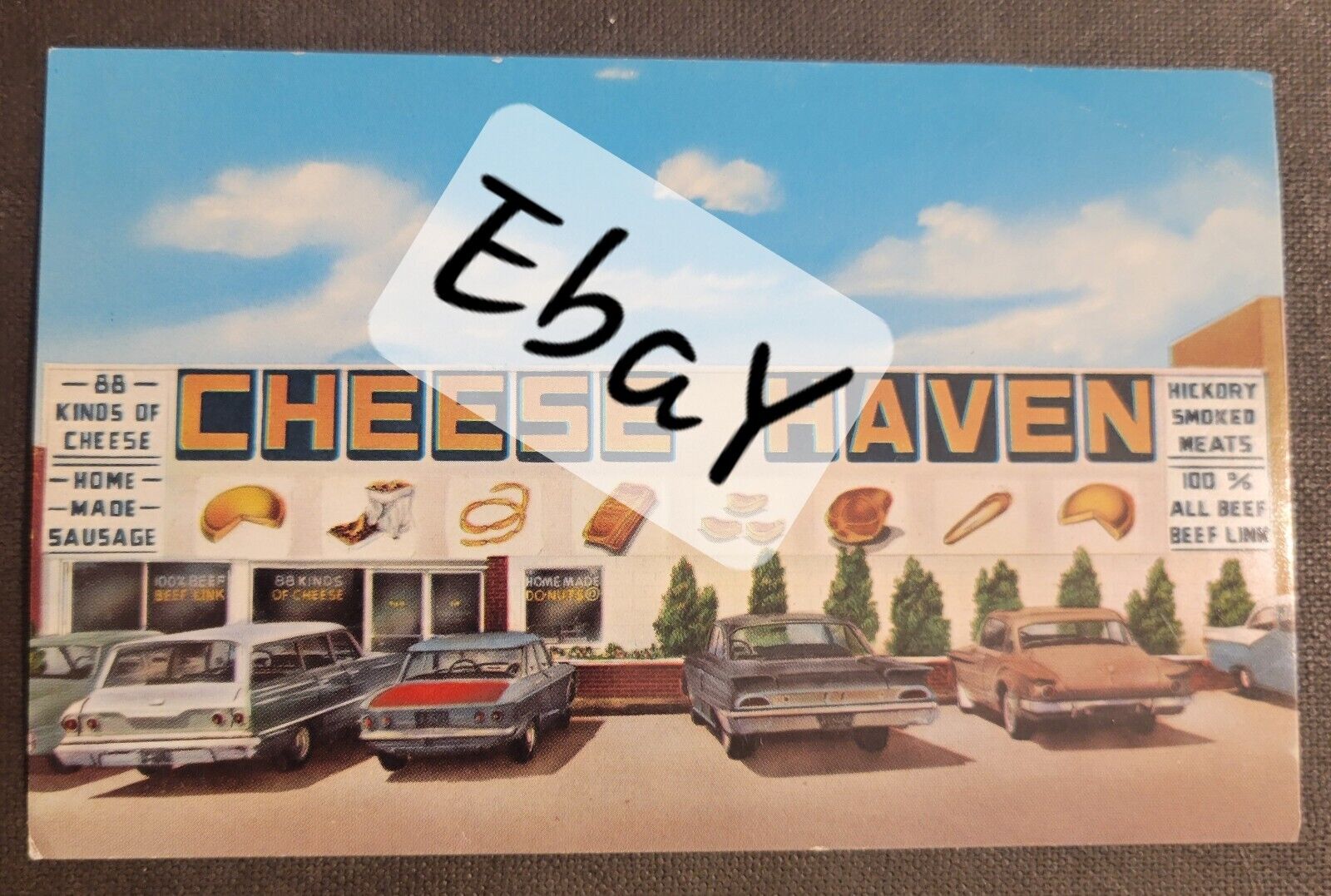 Vintage Postcard Tallmadge Rt18 Ohio OH Cheese Haven Shop Roadside Old Cars O24 