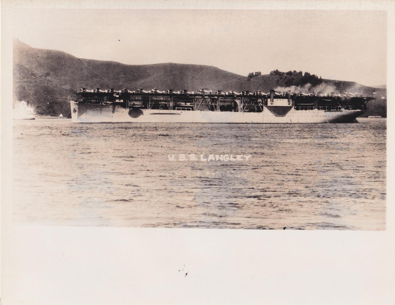 Aircraft Carrier USS LANGLEY CV-1 Official US Navy Photograph