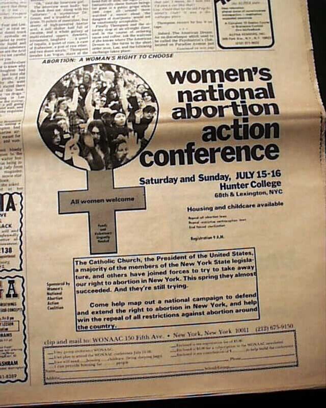 WOMEN\'S ABORTION Action Coalition Notice Alice Cooper 1972 Concert Advertisement
