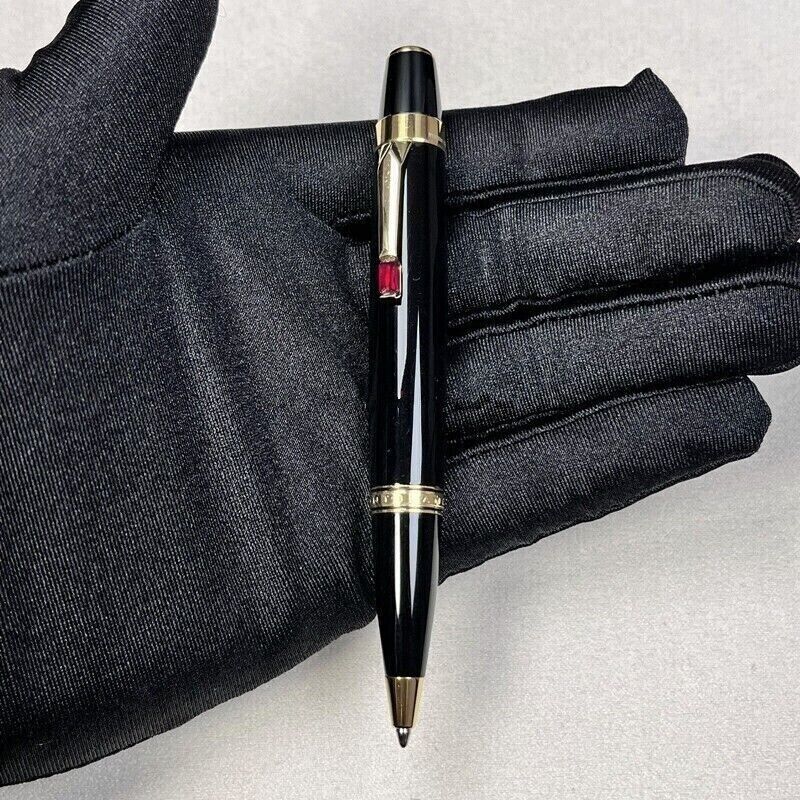 Luxury Bohemia Resin Series Bright Black+Gold Clip 0.7mm nib Ballpoint Pen