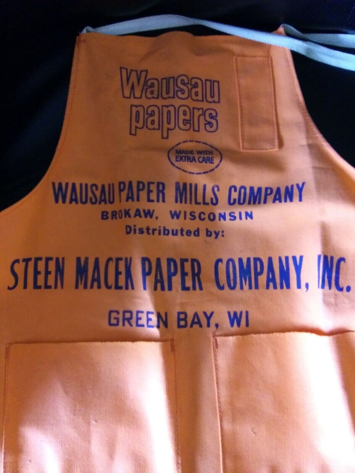 Vintage Apron Wausau Papers Brokaw, WI Steen Macek Paper Sales