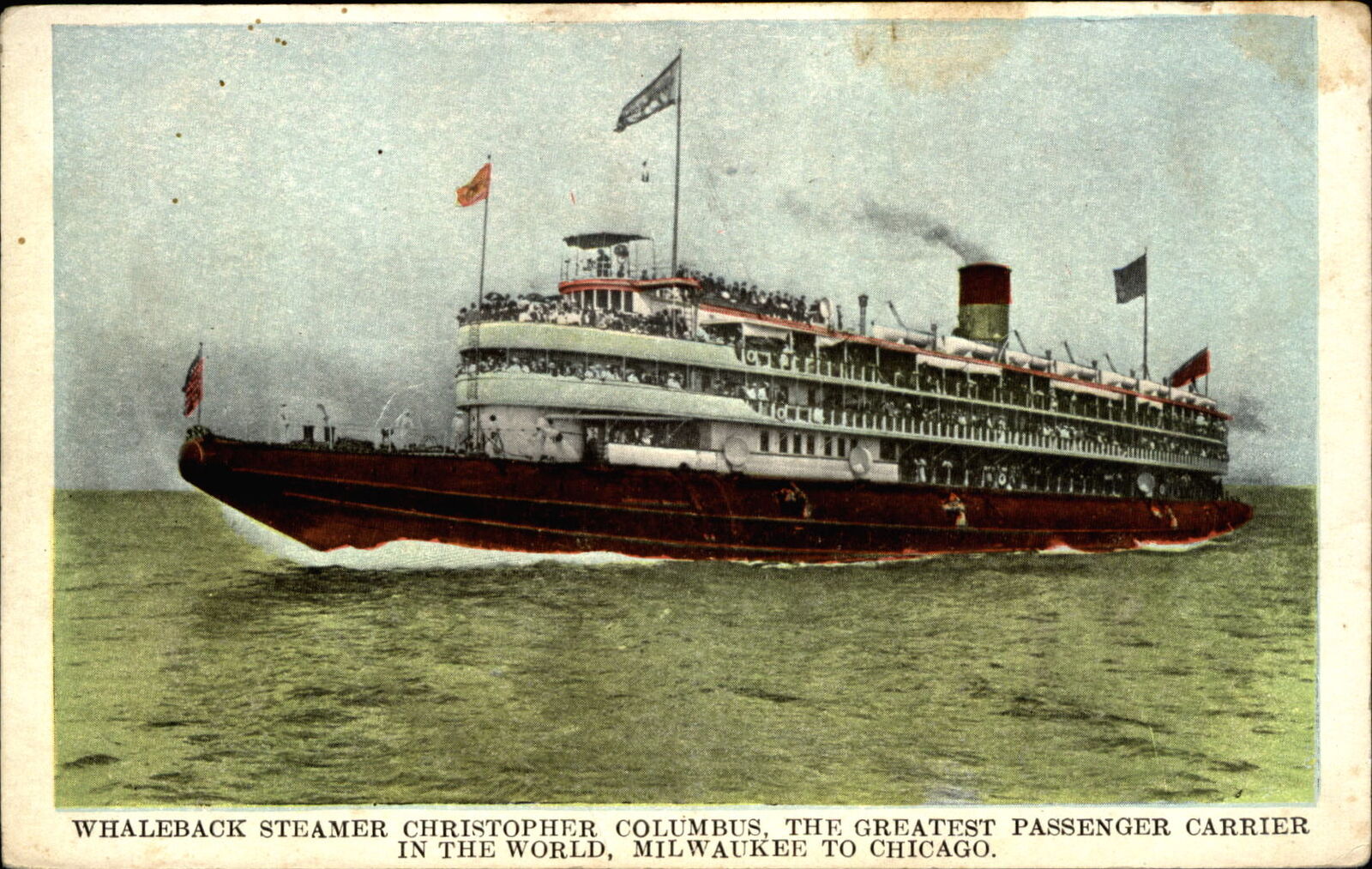 Whaleback steamer steamboat Christopher Columbus~Milwaukee WI ~ Chicago IL c1905