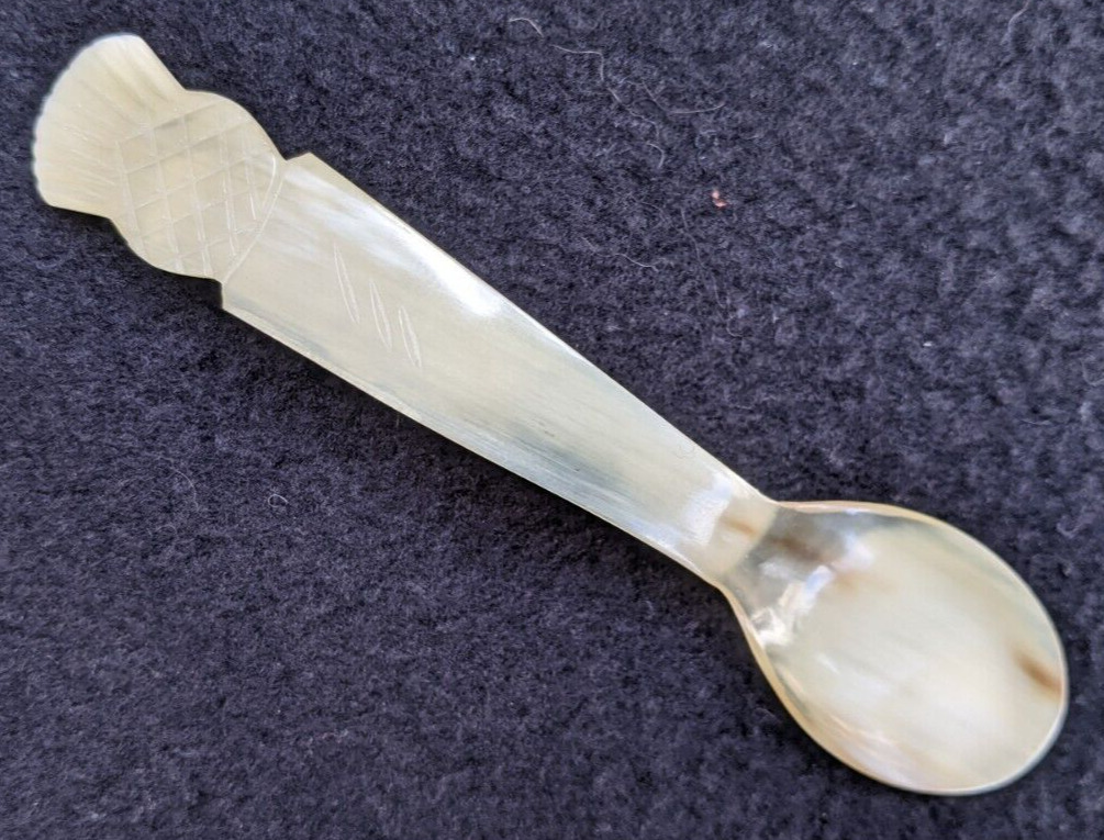 Antique Carved Horn Spoon ~ Scottish Thistle 4.75\