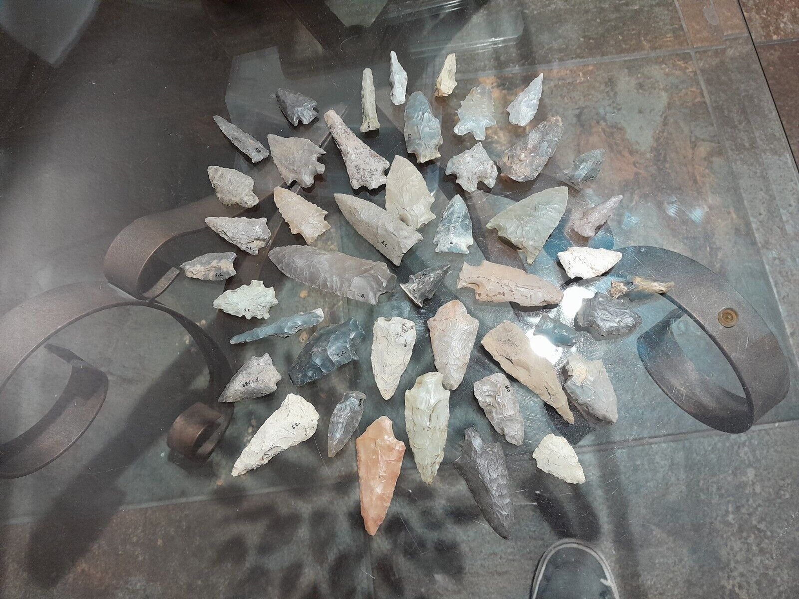 Huge lot of 44 Archaic Indian Arrowheads Authentic Native American Artifacts 