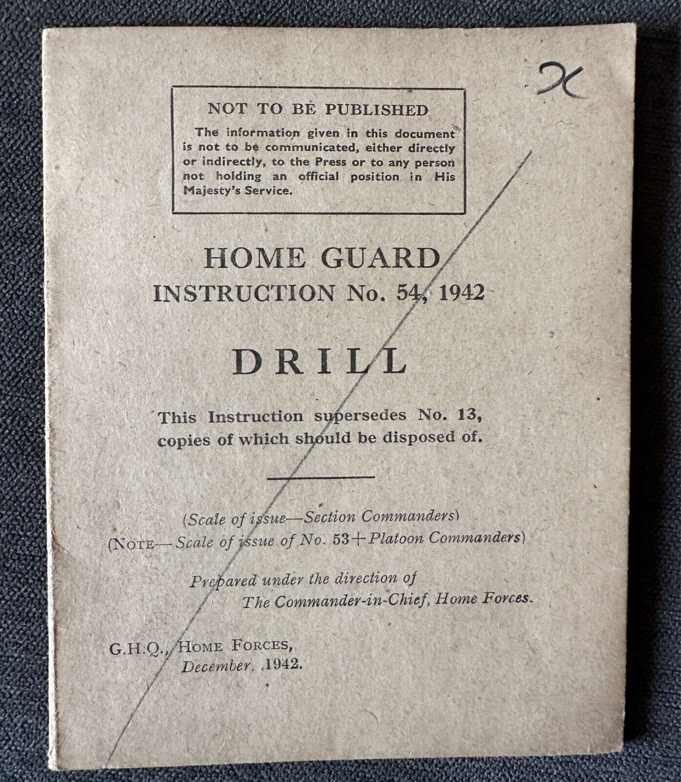 WW2 BRITISH ARMY HOME GUARD INSTRUCTION No 54. ORIGINAL EXCELLENT 9.95