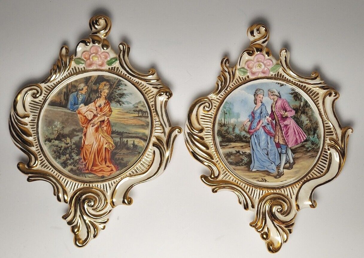 Beautiful Victorian Style Wall Art, Courting Couple Set Of 2 Pictures 