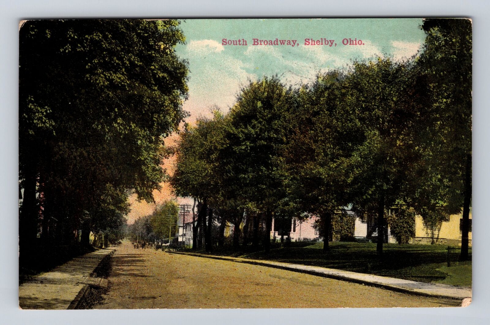 Shelby OH-Ohio, South Broadway, Residential Area, Antique Vintage Postcard