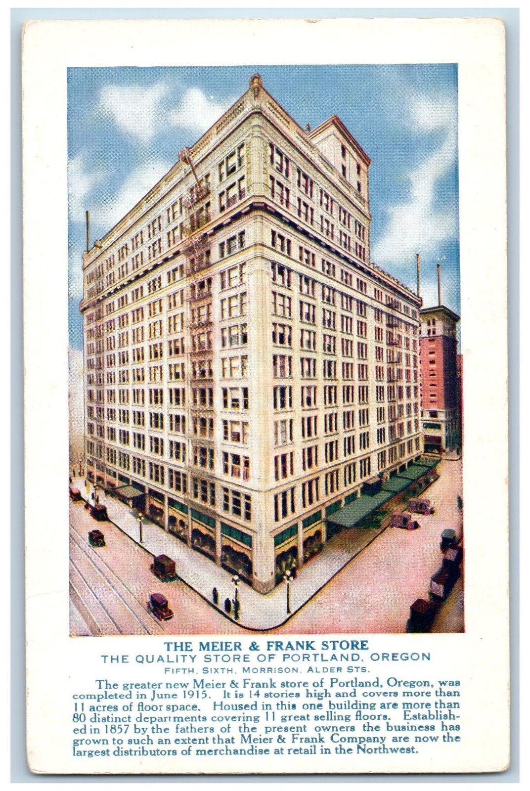 Portland Oregon OR Postcard The Meier And Frank Store Building Exterior c1940's