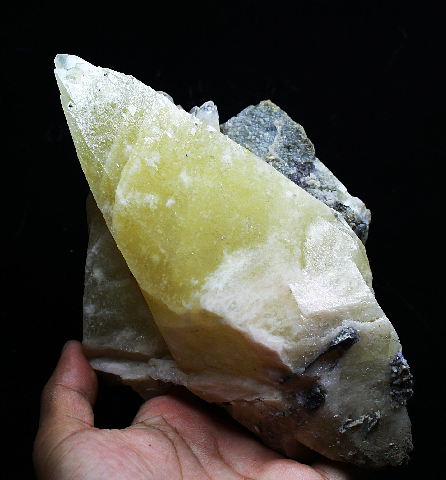 4.04 lb New find natural yellow cone Calcite Crystal cluster mineral specimen