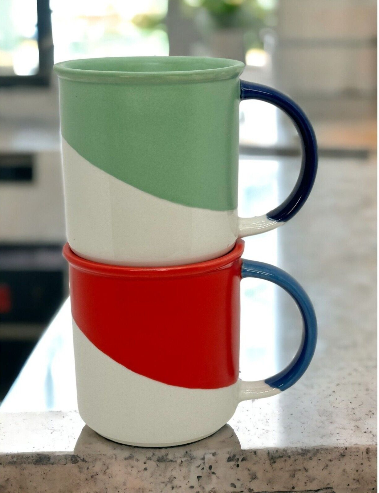 Set of 2 Starbucks Wavy Swirl Stoneware Ceramic Tea Cup Mug 12 oz