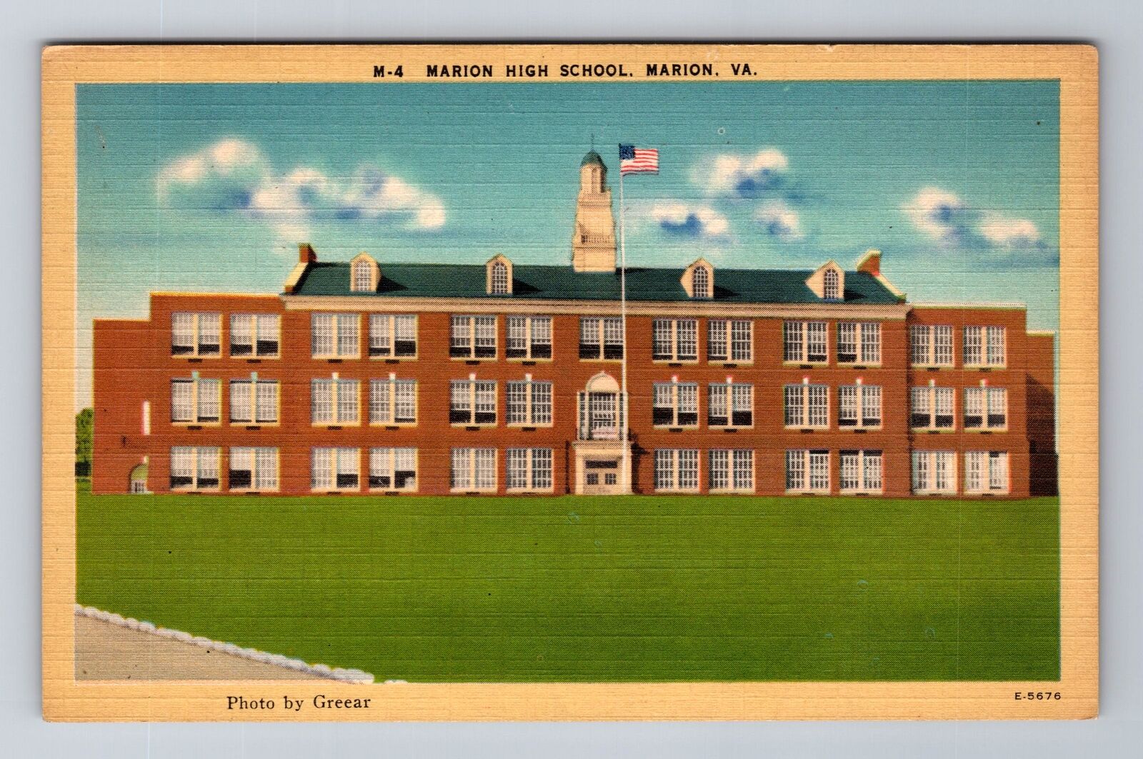 Marion VA-Virginia, Marion High School, Antique Vintage Souvenir Postcard
