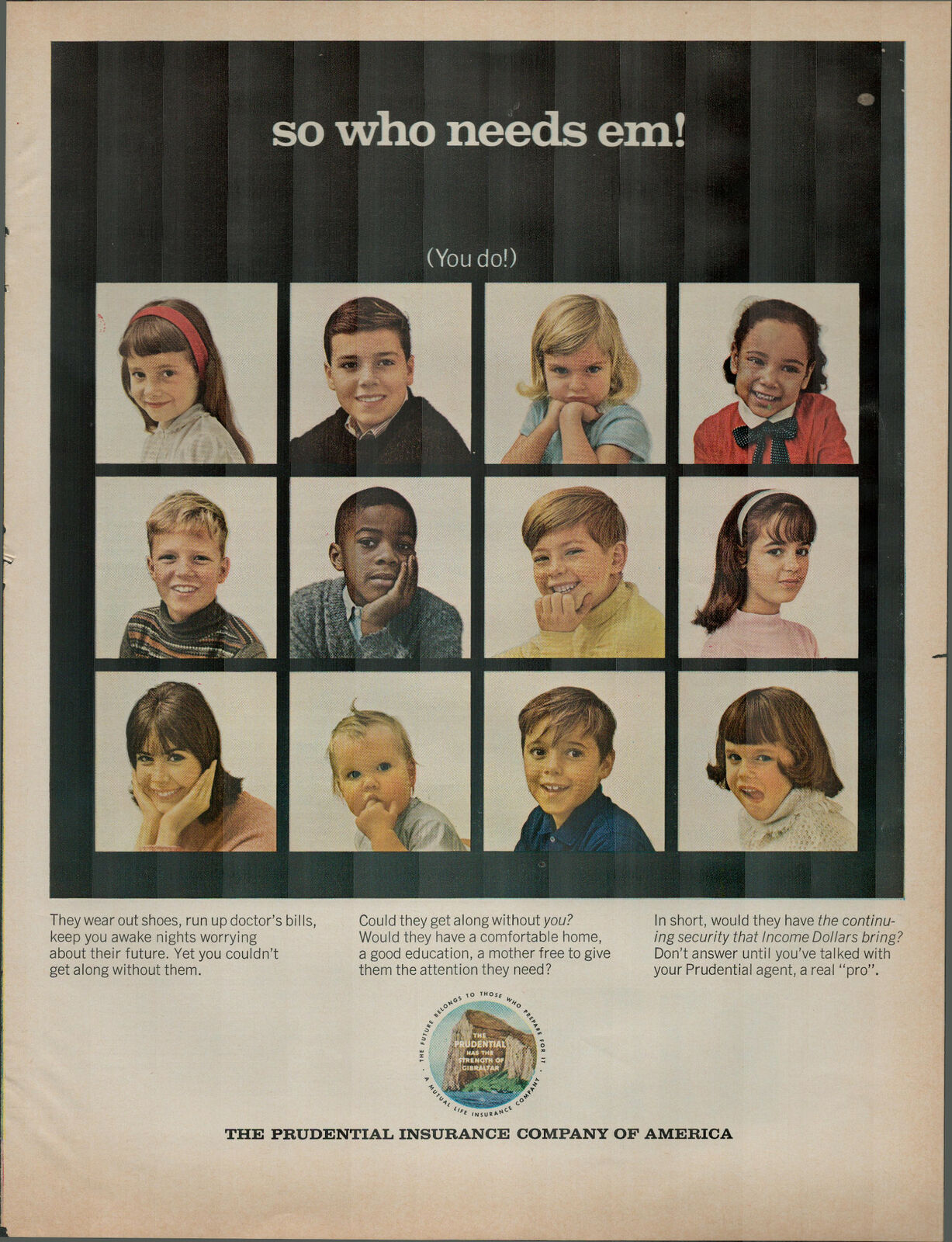 1965 Prudential Insurance Children of All Colors and Ages Vintage Print Ad 1551