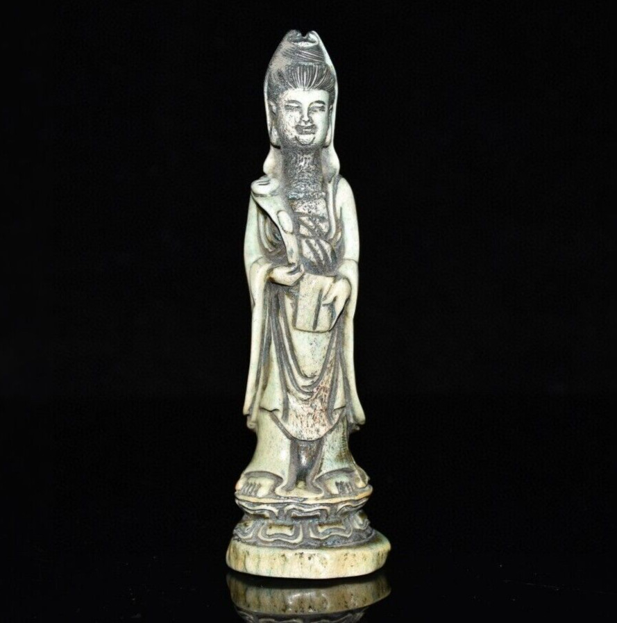 Chinese Old Collected natural handmade carve KwaniYin sculpture