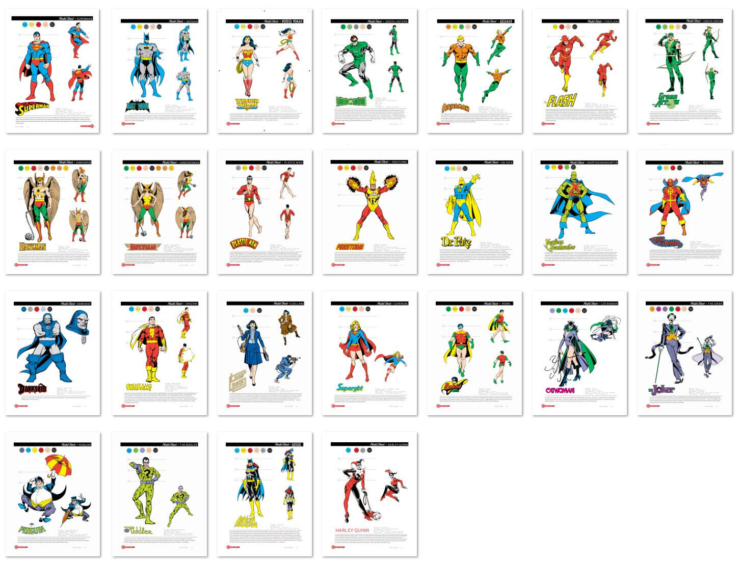 DC style guide print A4 - 25 Model Sheet - Color -Superman- batman