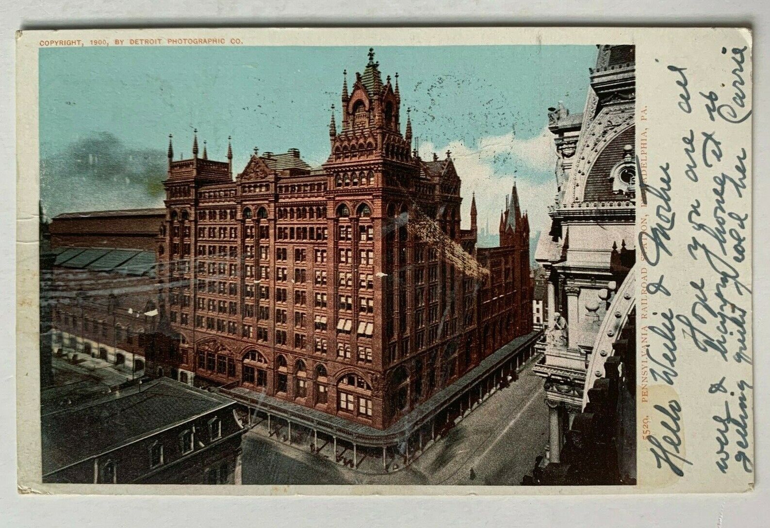 1905 PA Postcard Philadelphia Pennsylvania Railroad PRR Station train (Detroit)