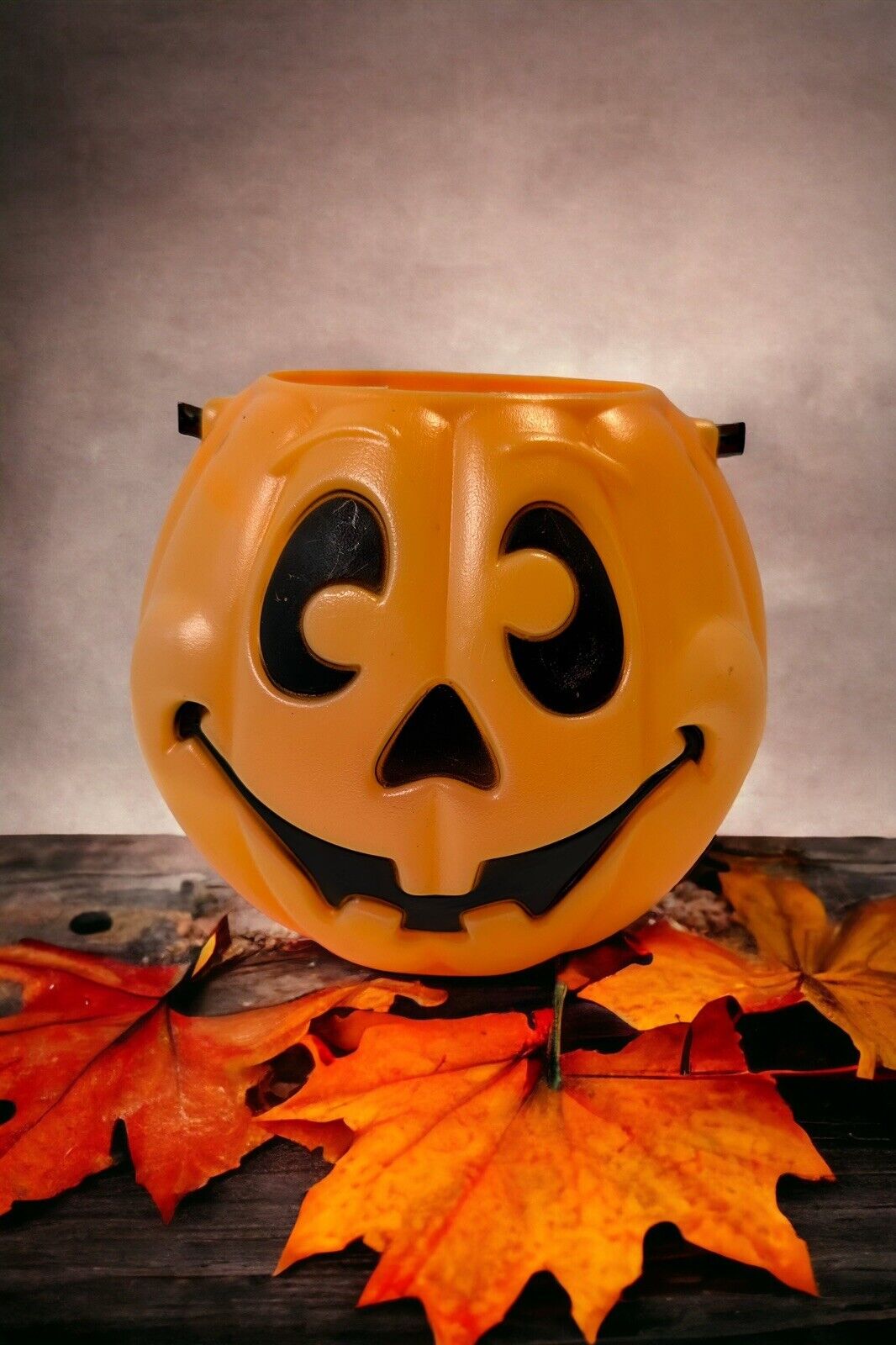 Vintage Grand Venture Halloween Blow Mold Plastic Pail Pumpkin Candy Bucket 1997