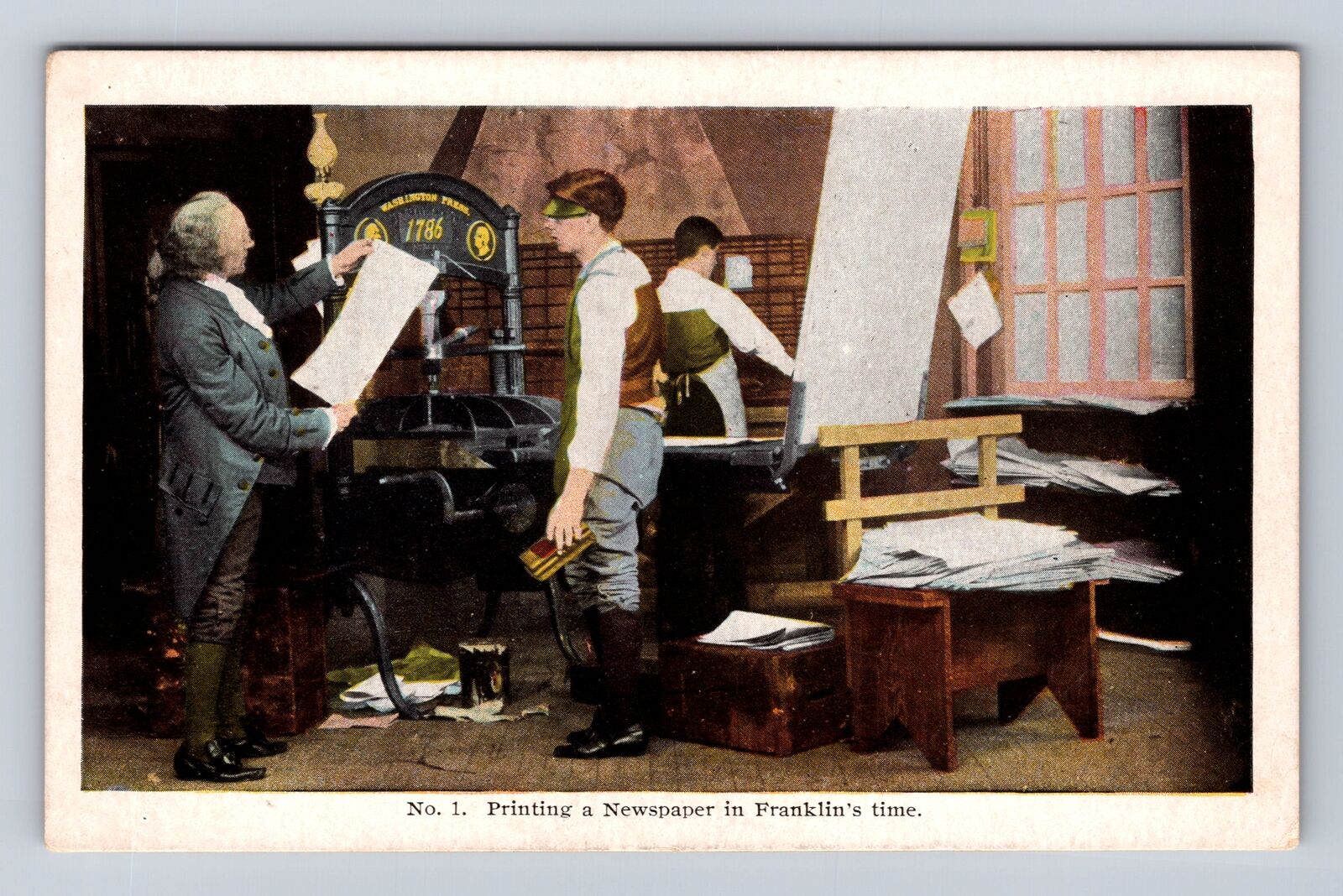 Philadelphia PA-Pennsylvania, Printing A Newspaper Franklin Vintage Postcard