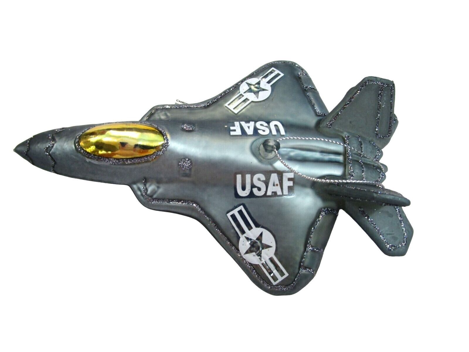 Kurt S. Adler US Air Force F-35 Joint Strike Fighter Glass Christmas Ornament