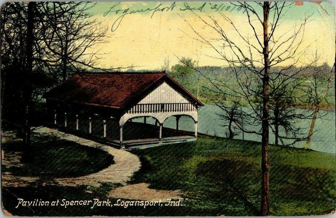 1909. PAVILION AT SPENCER PARK, LOGANSPORT, IND. POSTCARD. RC16